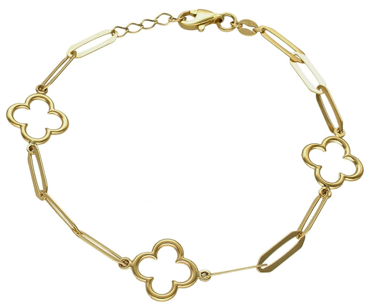 Złota bransoletka damska 375 koniczynka BR 6819 375. Bransoletka damska złota. Złota bransoletka damska. Bransoletka damska próby 375. Złota delikatna bransoletka idealna na prezent dla kobiety..jpg